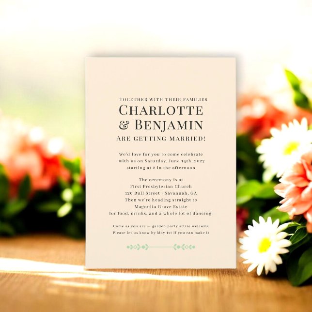 Convites Nomes modernos românticos de jardim de casamento c (Criador carregado)