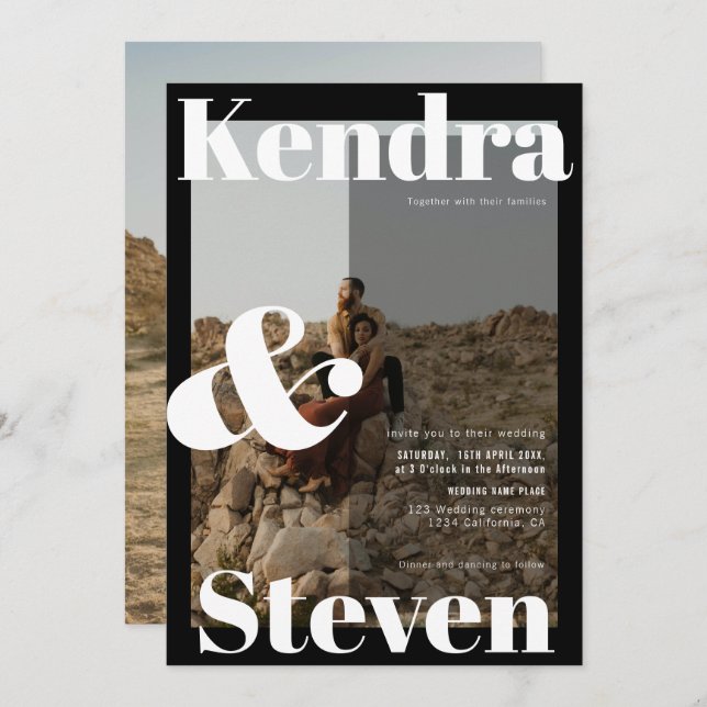 Convites Nomes negros e negros negros casamento de fotos br (Frente/Verso)