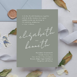 Convites Nomes Personalizados Modernos Sage Casamento Branc