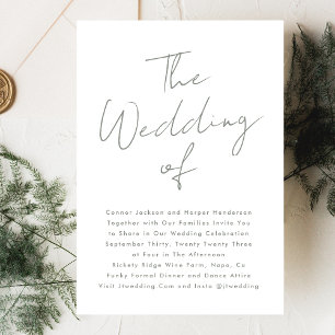 Convites Nomes Personalizados Sage Verde Branco O Casamento