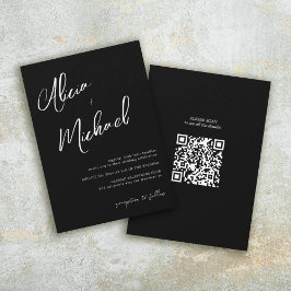 Convites Nomes simples de casal script QR CODE casamento