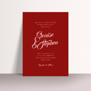 Convites Nomes sofisticados de Script Casamento Vermelho e 
