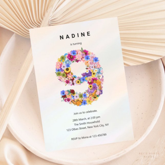 Convites Nono Aniversário Festa Floral de Nono Aniversário (Criador carregado)
