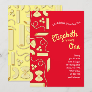 Convites Noodles Pasta Kid Party - primeiro aniversario Ita