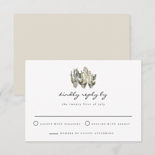 Convites Norah - Placa RSVP Boêmia de Pear Cactus em Pânico (Frente/Verso)