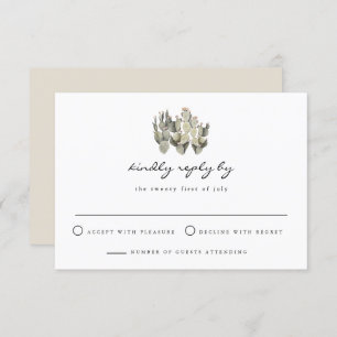 Convites Norah - Placa RSVP Boêmia de Pear Cactus em Pânico