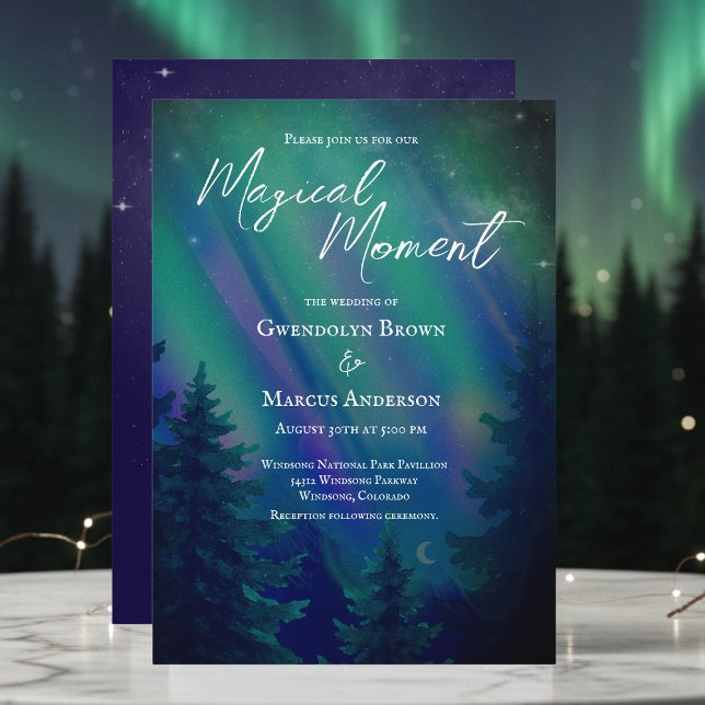 Convites Northern Lights Forrest Magical Moment Wedding  (Criador carregado)