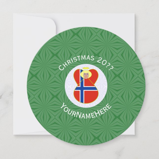 Convites Norwegian Angel Flag Christmas Personalize Round (Frente)