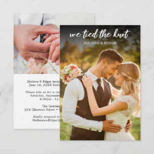 Convites nós acabamos de nos casar foto de casamento branco