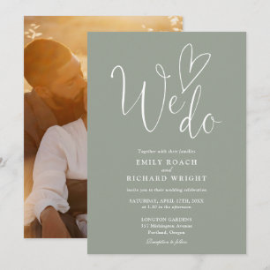 Convites Nós Adoramos Foto De Coração Sage Casamento Verde