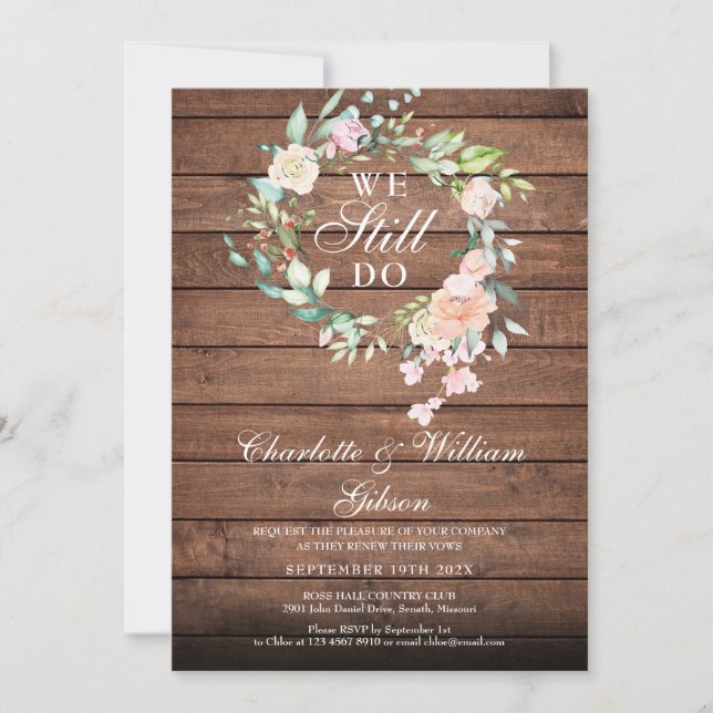 Convites Nós Ainda Fazemos Renovação de Votos Florais Rusti (Frente)