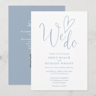 Convites Nós Amamos Coração Código QR Pó Azul Casamento