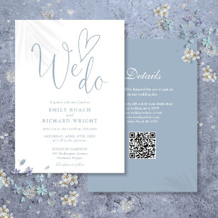 Convites Nós Amamos Coração Código QR Pó Azul Casamento
