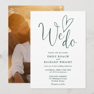 Convites Nós Amamos Coração Foto Esmeralda Verde Casamento
