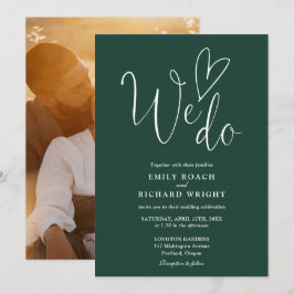 Convites Nós Amamos Coração Foto Esmeralda Verde Casamento