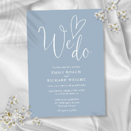 Convites Nós Amamos Coração Script Casamento Dusty Blue