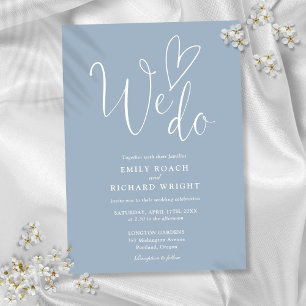 Convites Nós Amamos Coração Script Casamento Dusty Blue