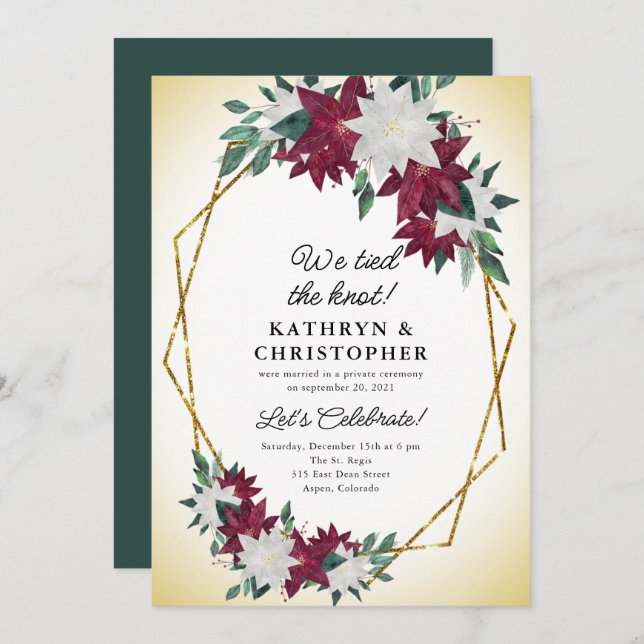 Convites Nós Amarramos O Casamento De Natal Do Nó Poinsetti (Frente/Verso)