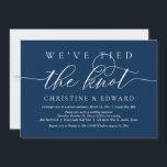 Convites Nós Amarramos O Nó, Elopemento De Casamento, Marin<br><div class="desc">O moderno romântico minimalista Simples Caligrafia Marinho Blue Script,  Cartão de convite de festas de Elopemento de Casamento (Nós Ligamos O Nó). É perfeito para seu anúncio de elopeio de casamento e celebração de festas,  depois do seu melhor dia. Adicione seus detalhes em caracteres pretos / letras correspondentes. #TeeshaDerrick</div>