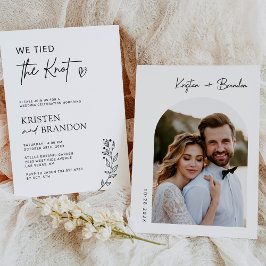 Convites Nós Amarrámos o Nó Foto de Casamento Minimalista