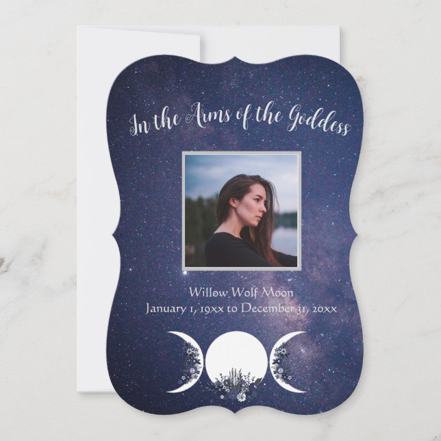 Convites Nos Braços da Deusa Pagan Funeral Card (Frente)