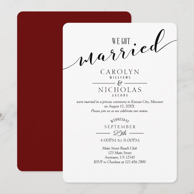 Convites Nos Casamos Com Festa de casamento Branca Simples  (Frente/Verso)