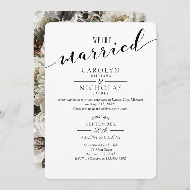 Convites Nos Casamos Com Festa de casamento De Flores De In (Frente/Verso)