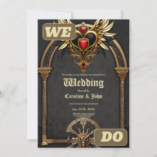 Convites Nós celtas e um coração na elegância gótica.