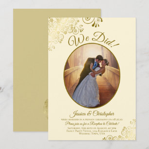 Convites Nós Conseguimos! Recepção de Casamento Creme de Ma