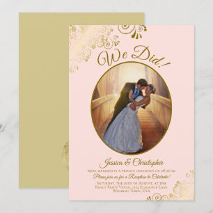 Convites Nós Conseguimos! Recepção de Casamento Rosa Bege e