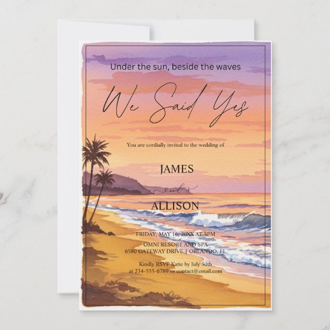 Convites Nós dissemos sim - Boho Beach California e Wedding (Frente)