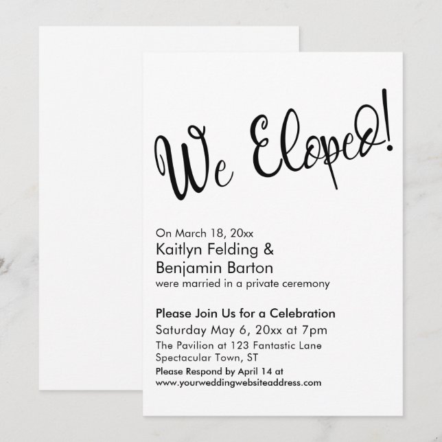 Convites Nós Elopamos! Celebração de Casamento de Posto de  (Frente/Verso)