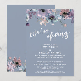 Convites Nós estamos Fugindo para Casar Roteiro Flores Aqua