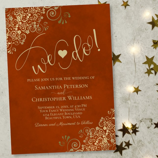 Convites Nós Fazemos! Alaranjamento Dourado e Frente Elegan (Criador carregado)