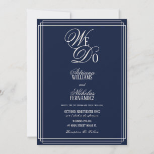 Convites Nós Fazemos Casamento Azul Marinho Dinheiro Antigo