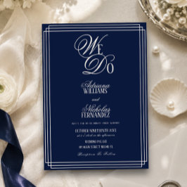 Convites Nós Fazemos Casamento Azul Marinho Dinheiro Antigo