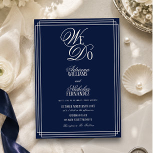 Convites Nós Fazemos Casamento Azul Marinho Dinheiro Antigo