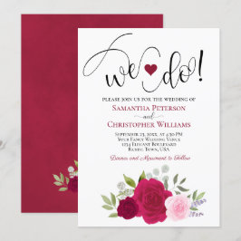 Convites Nós Fazemos! Casamento de Boho Magenta e Rosas Ros