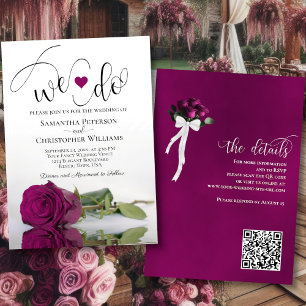 Convites Nós Fazemos! Casamento de Código QR de Rosa de ame