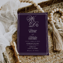 Convites Nós Fazemos Casamento de Dinheiro Antigo Roxo