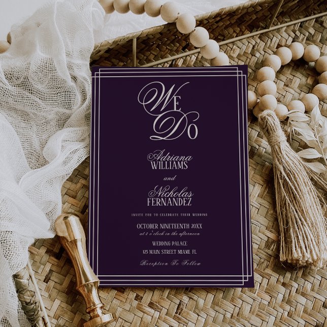Convites Nós Fazemos Casamento de Dinheiro Antigo Roxo (Criador carregado)