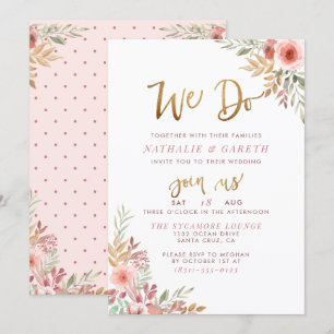 Convites Nós Fazemos Casamento de Rosas de Script e Cute