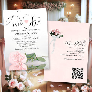 Convites Nós Fazemos! Casamento do Código QR Rosa Rosa Rosa