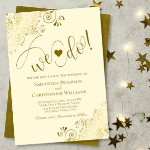 Convites Nós Fazemos! Casamento Dourado e marfim