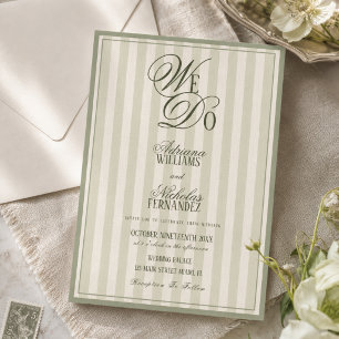 Convites Nós Fazemos Casamento Elegante Listrado Marfim Ver