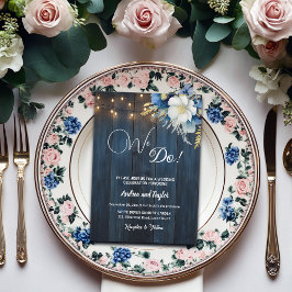 Convites Nós Fazemos! Casamento Floral Azul Rústico de Made