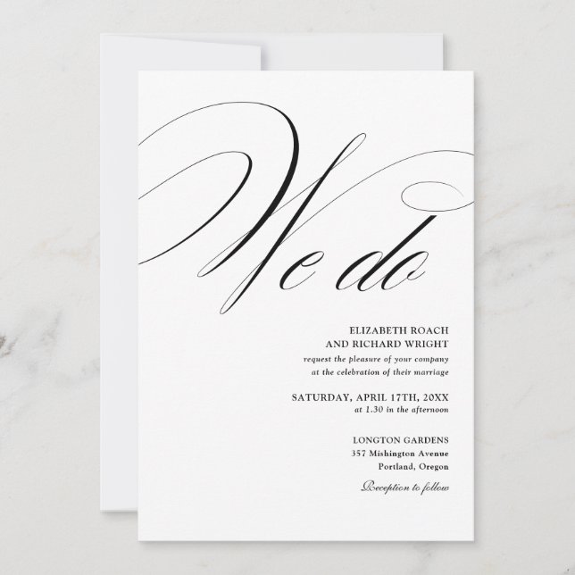 Convites Nós Fazemos Casamento Preto E Branco Com Letra Ele (Frente)