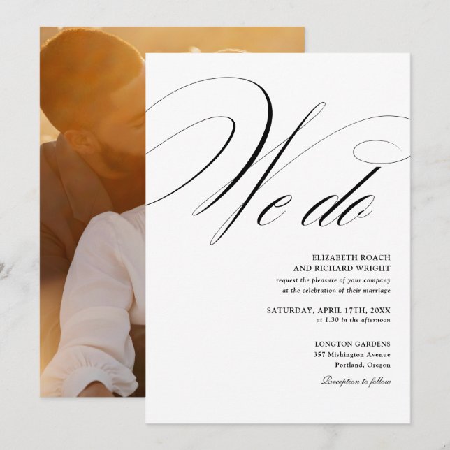 Convites Nós Fazemos Casamento Preto E Branco Fotográfico E (Frente/Verso)