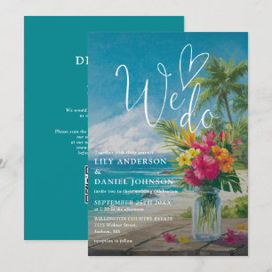 Convites Nós Fazemos Código QR Floral de Praia Tropical Mod