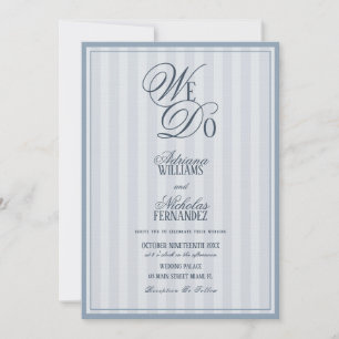 Convites Nós Fazemos Elegante Casamento Listrado de Azul Em